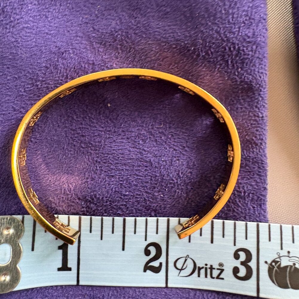 Tory Burch T- Pierced Logo Cuff in Metallic ROSE GOLD - Picture 4 of 5